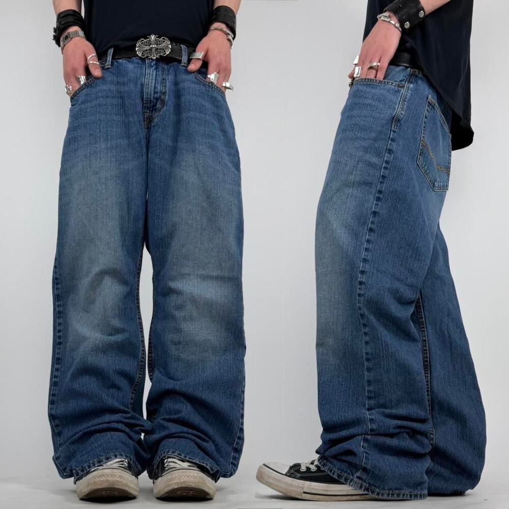 Vintage y2k faded baggy wide leg stonewash grunge jeans